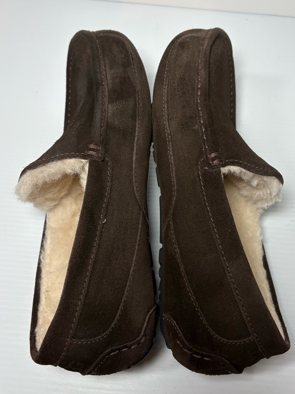 UGG Men’s Dark Brown Suede Shearling Lined Slip-On Loafers